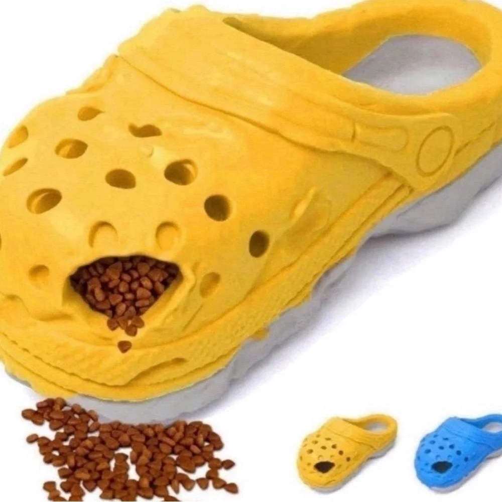 Large Blue‎ Natural Rubber Dog Chew Toy Slipper | 6x3 in | Treat Dispenser